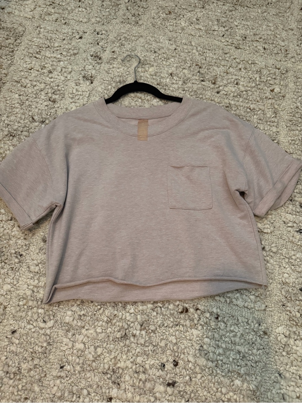 Cropped Pocket Tee in Light Mauve